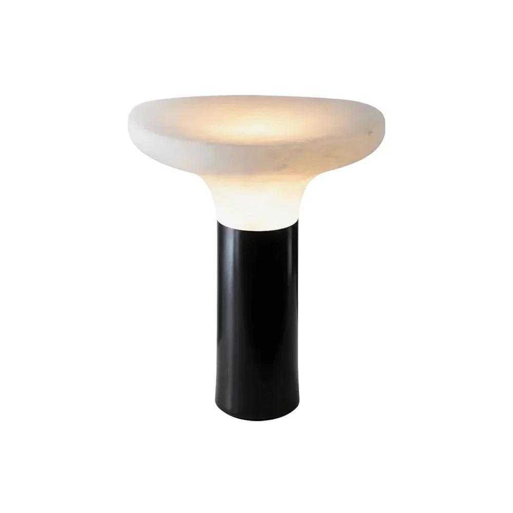 Modern Alabaster Mushroom Accent Table Lamp on Pure White Background