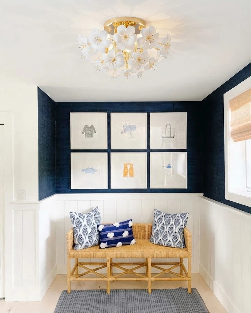 Modern White Ceramic Petal Ceiling Light in Stylish Entryway