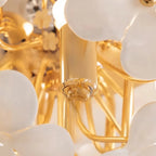 Close Up View of Internal Light Fixtures and Brass Frame Structure
