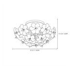Modern Large White Ceramic Petal Ceiling Light Line Art Dimension Diagram