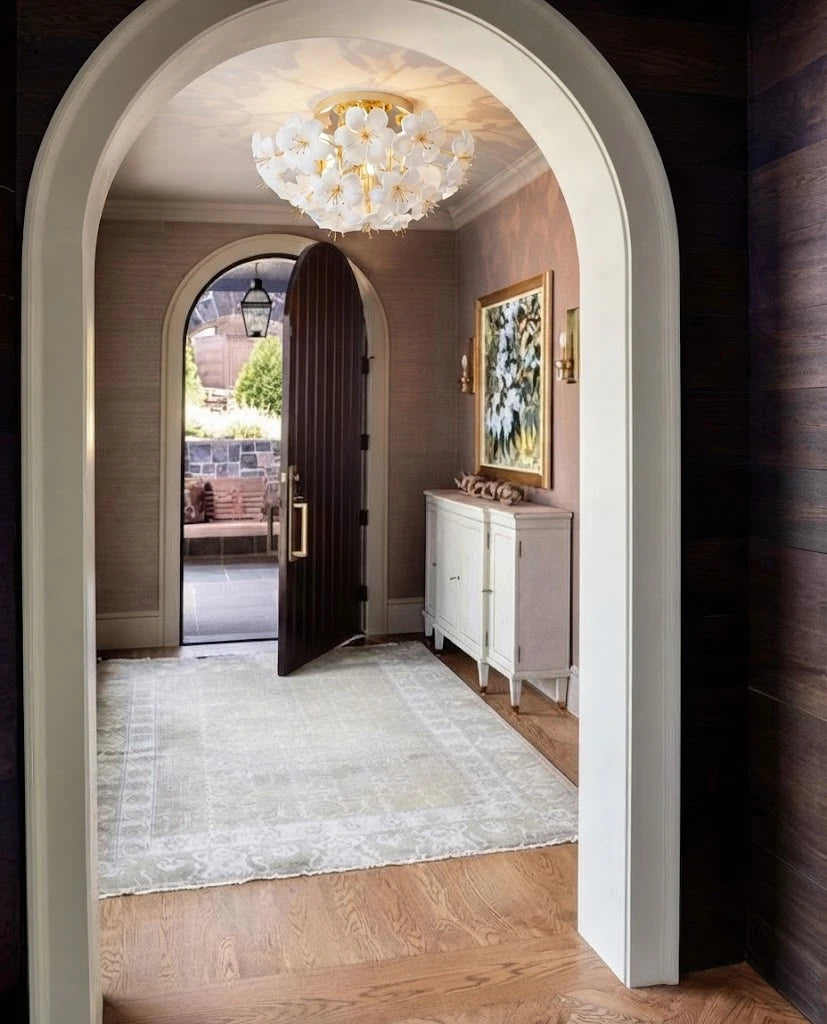 Modern Ceramic Flower Ceiling Light in Archway Corridor Setting
