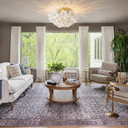 Modern White Flower Art Flush Mount Ceiling Light in Living Space