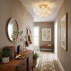Modern White Ceramic Petal Ceiling Light Along Hallway Corridor