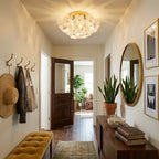 Modern White Flower Art Flush Mount Ceiling Light in Hallway Setting