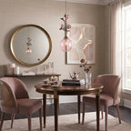 Blush Glass Rattan Sphere Pendant