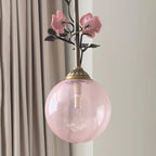 Blush Glass Rattan Sphere Pendant