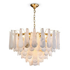 Brass Alabaster Teardrop Chandelier