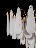 Brass Alabaster Teardrop Chandelier