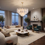 Brass Alabaster Teardrop Chandelier