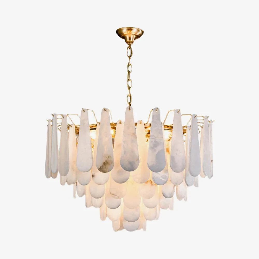 Brass Alabaster Teardrop Chandelier