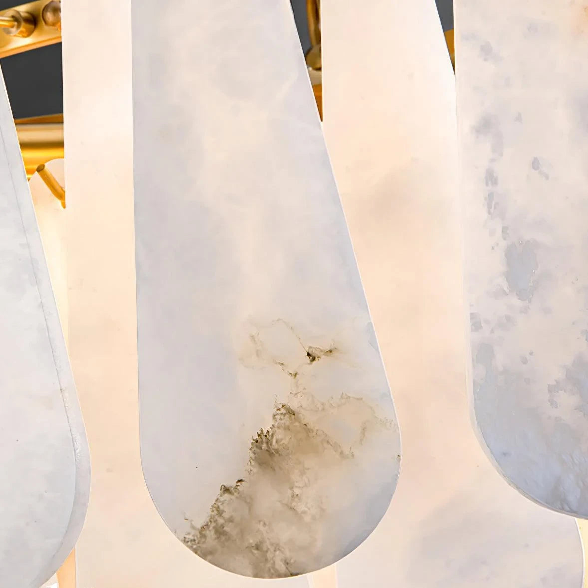 Detail of Natural Grain and Texture on Alabaster Chandelier Petals