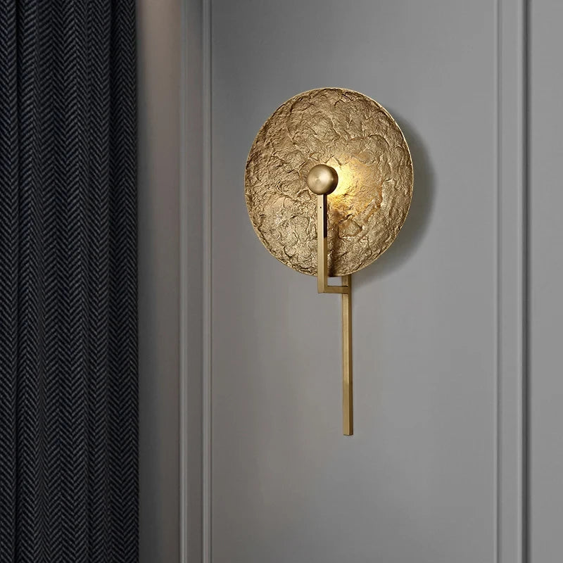 Modern Gold Finish Wall Sconce in Contemporary Bedroom Suite