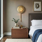 Modern Gold Finish Wall Sconce in Cozy Master Bedroom