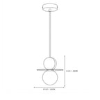 Modern Disc and Globe Pendant Light Line Art Dimension Diagram