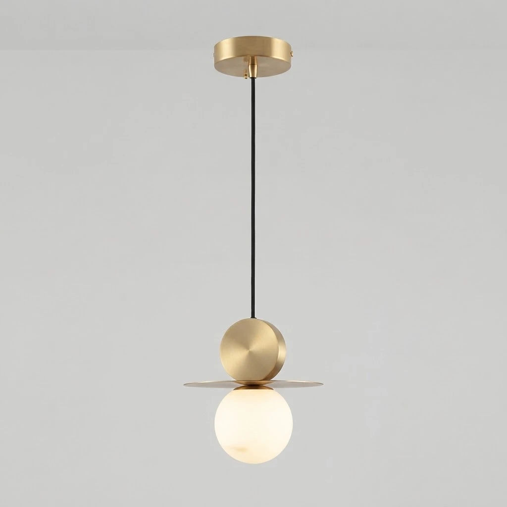 Illuminated Modern Disc and Globe Pendant Light Studio Shot