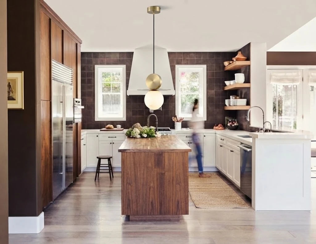 Modern Disc and Globe Pendant Light in Contemporary Kitchen