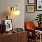 Brass Glass Globe Wall Sconce
