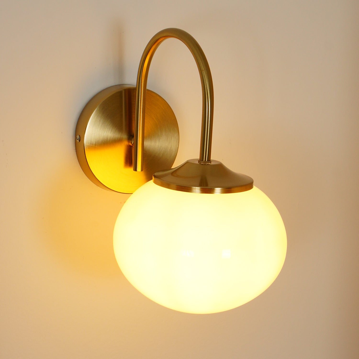 Brass Glass Globe Wall Sconce