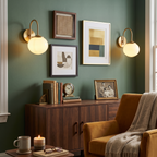 Brass Glass Globe Wall Sconce