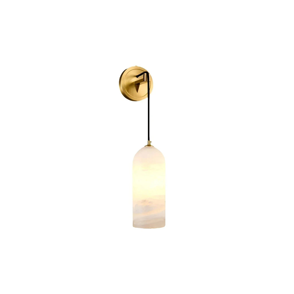 Modern Dome Cylinder Alabaster Wall Sconce on White Background