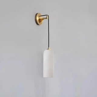 Modern Alabaster Dome Cylinder Sconce Studio Product Shot