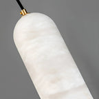 Close Up View of Translucent Alabaster Dome Shade and Brass Hardware