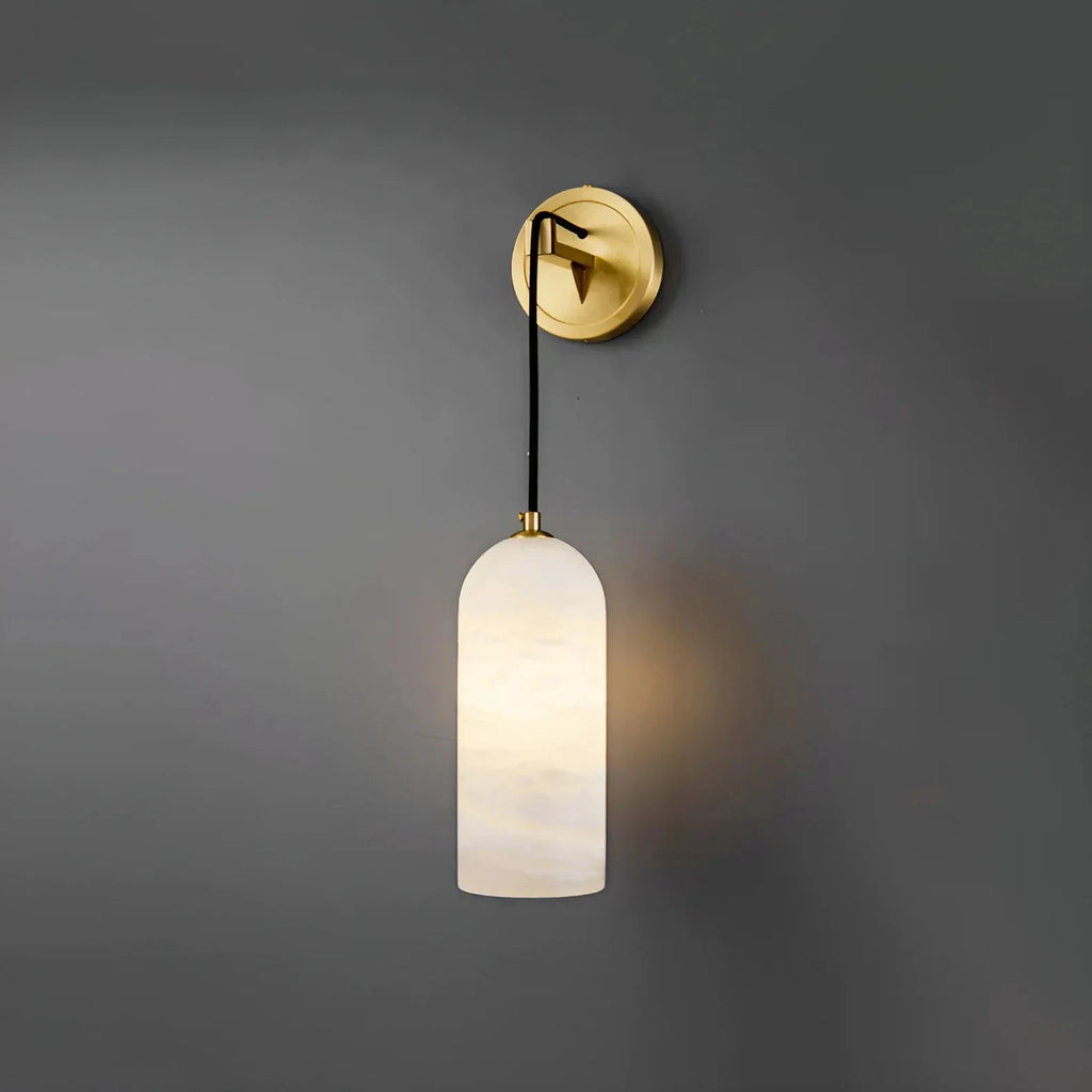 Illuminated Alabaster Dome Cylinder Wall Sconce Studio Display