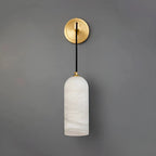 Front View of Alabaster Dome Cylinder Wall Sconce