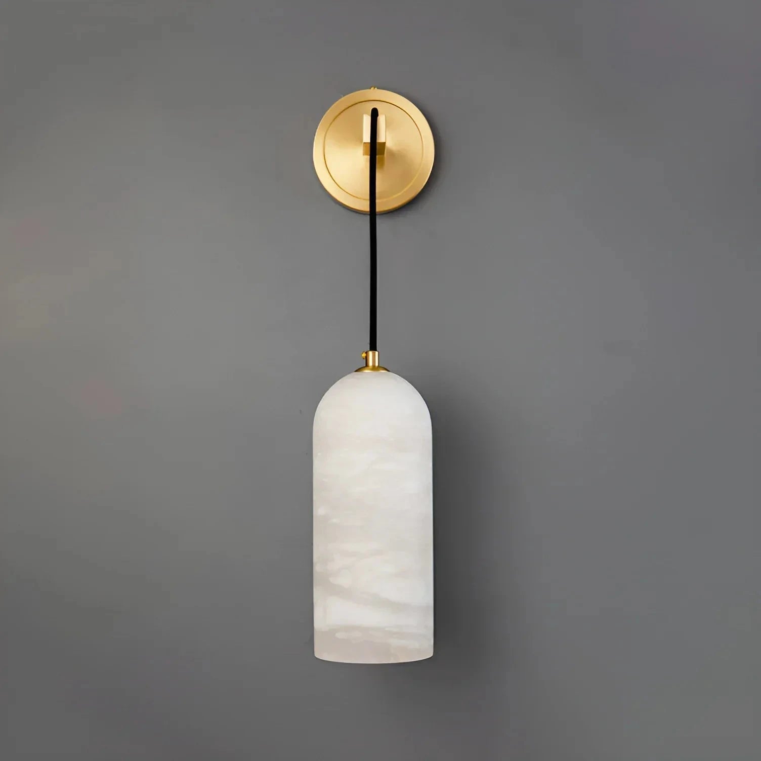 Front View of Alabaster Dome Cylinder Wall Sconce