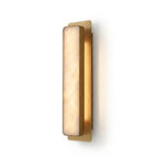 Modern Brass Rectangular Alabaster Wall Sconce on White Background