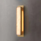 Brushed Brass Rectangular Alabaster Wall Light Studio Display