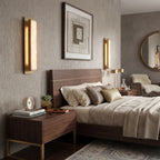 Modern Brass Alabaster Sconces as Bedside Ambient Lighting
