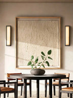 Pair of Brass Alabaster Wall Sconces Flanking Dining Room Artwork