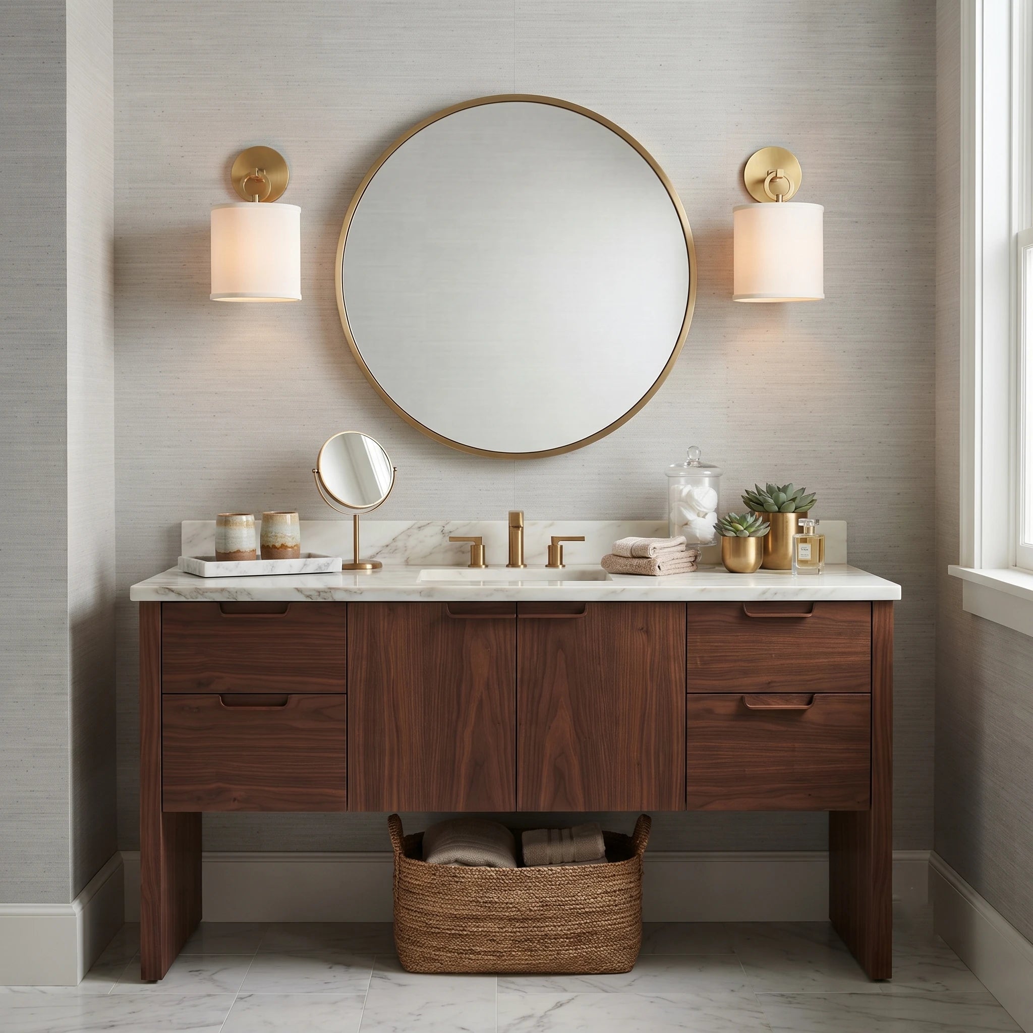Brass & Linen Hoop Sconce