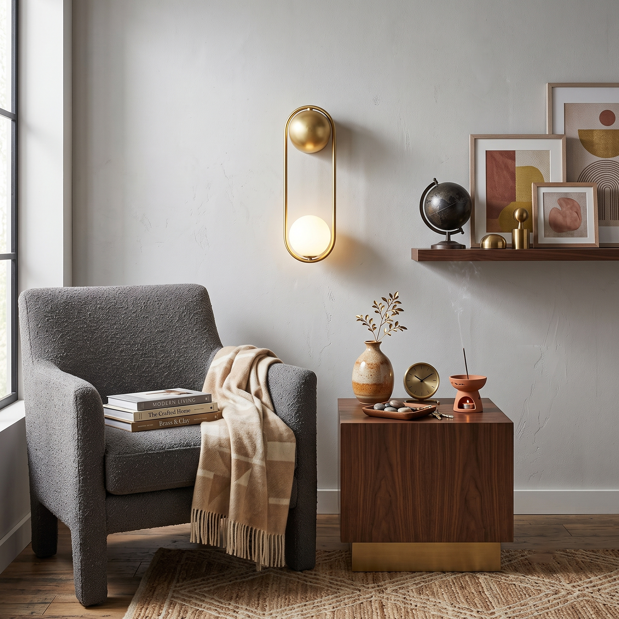 Brass Orb Wall Sconce
