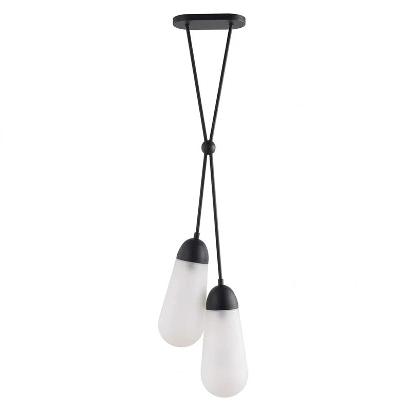 2 Light Black Glass Teardrop Pendant Light Studio Product Shot