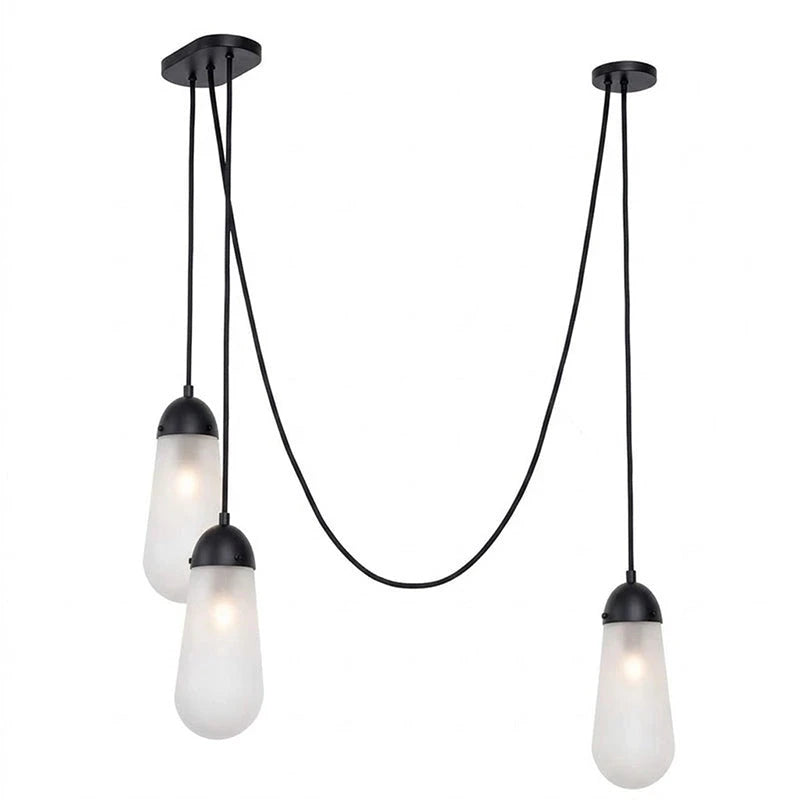 3 Light Black Glass Teardrop Swag Chandelier Studio Product Shot