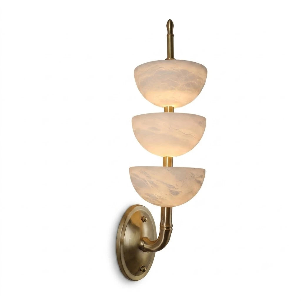 Brass & Alabaster Tiered Sconce