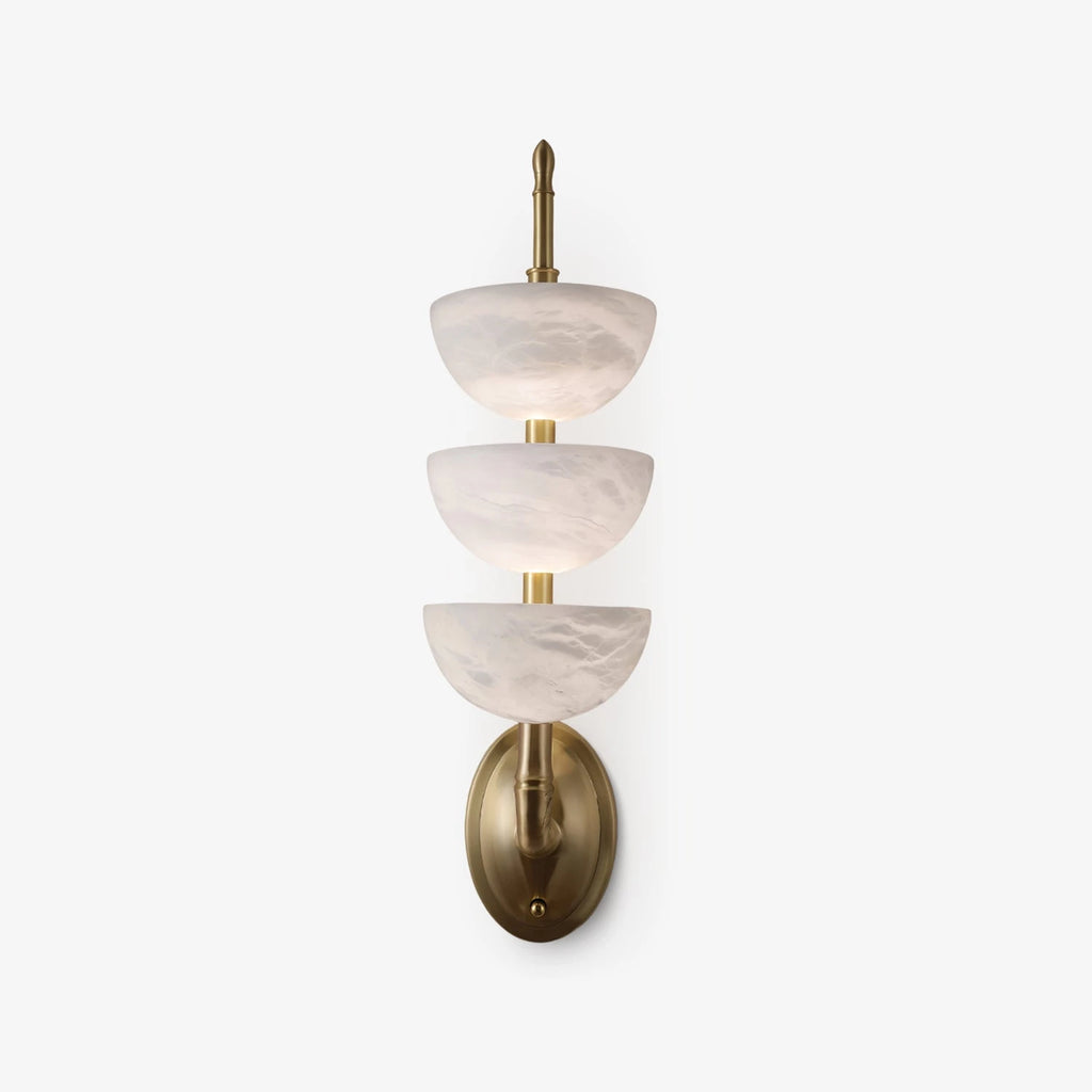 Brass & Alabaster Tiered Sconce
