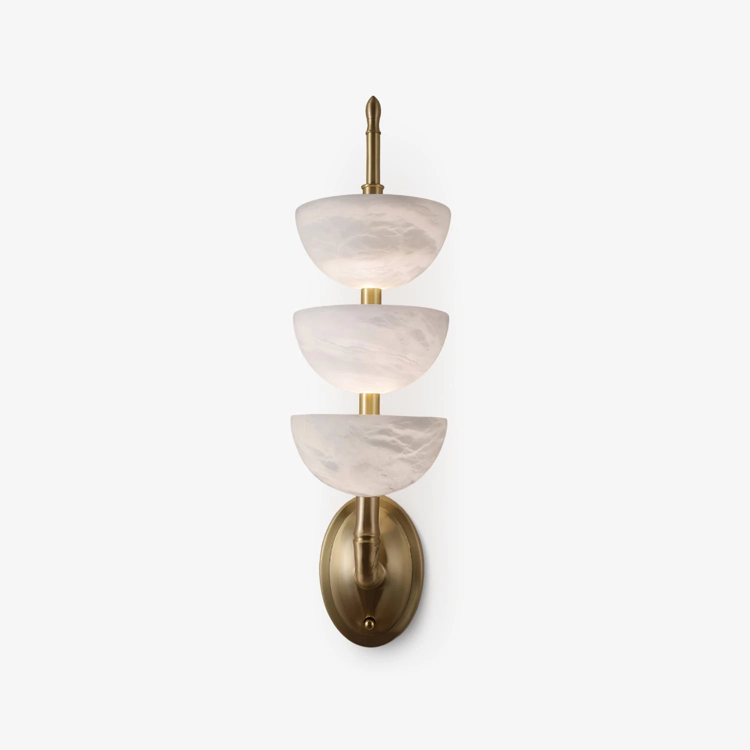 Brass & Alabaster Tiered Sconce