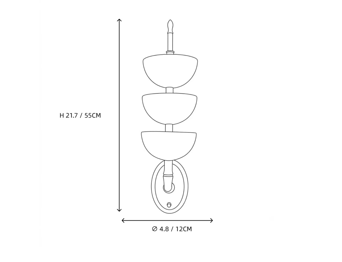 3-Tier Alabaster Bowl Wall Sconce Dimension Line Art Diagram
