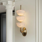 Brass & Alabaster Tiered Sconce
