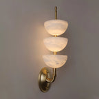 Brass & Alabaster Tiered Sconce