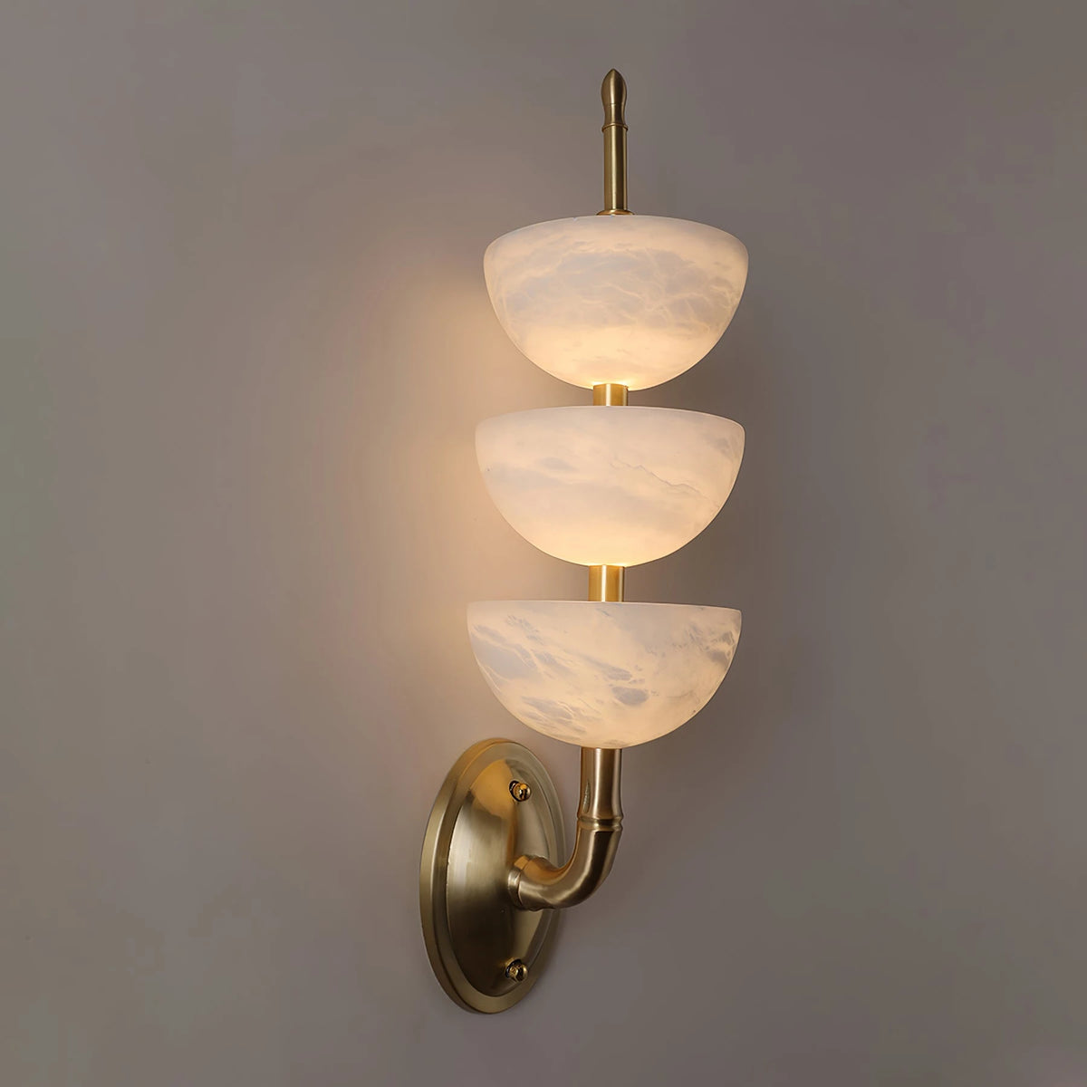 3-Tier Alabaster Sconce Glowing Warm Yellow Ambient Light