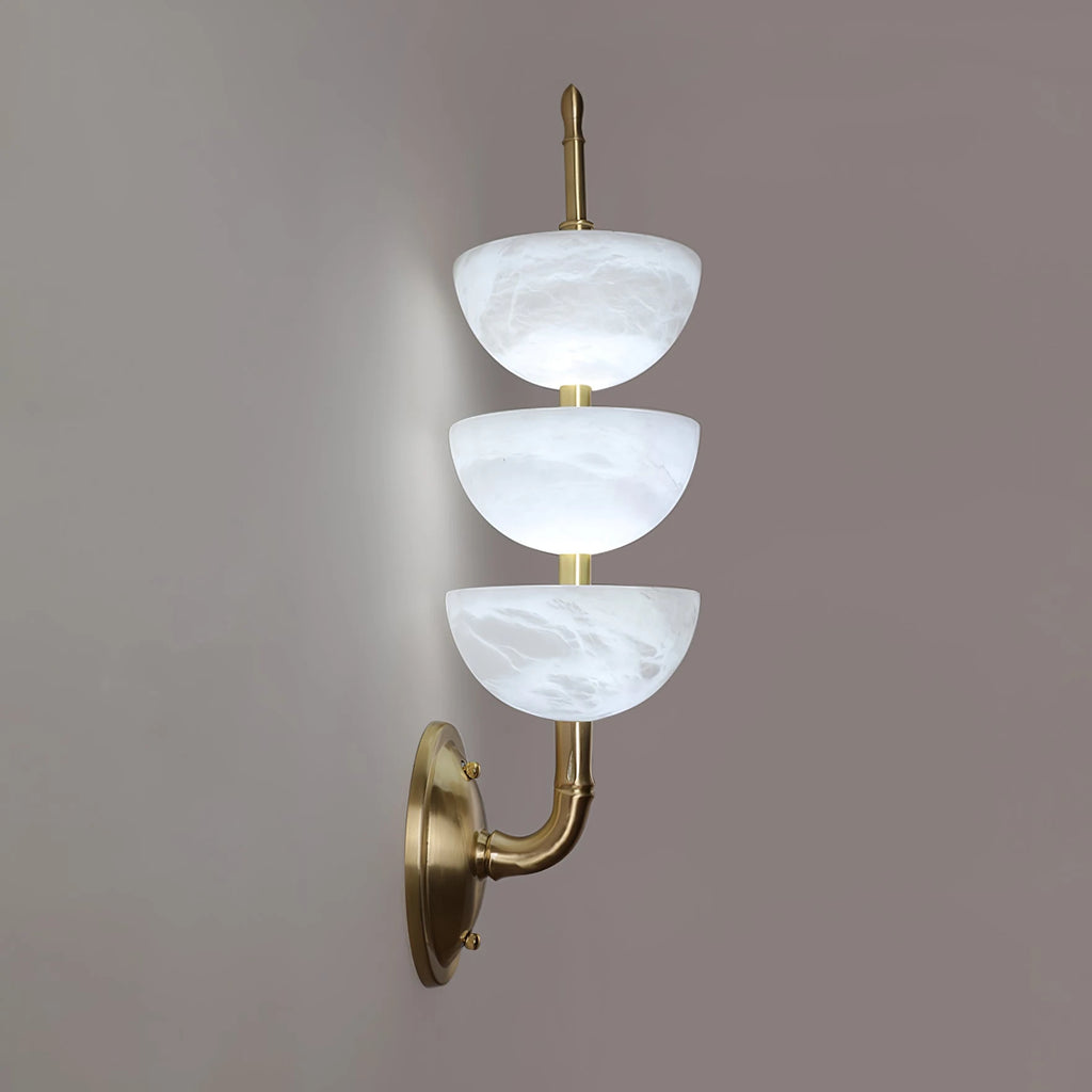 Brass & Alabaster Tiered Sconce