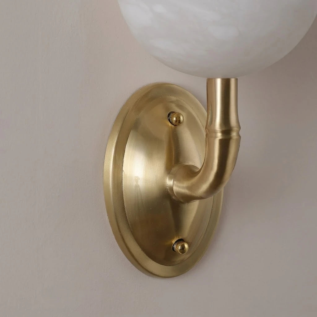 Detail of Brass Wall Mount and Arm for Alabaster Sconce