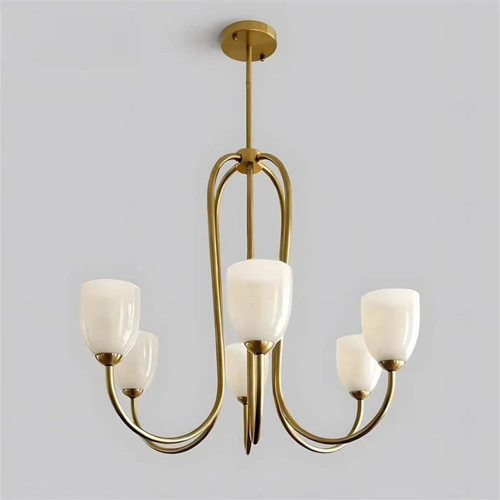 Brass & Rose Glass Chandelier