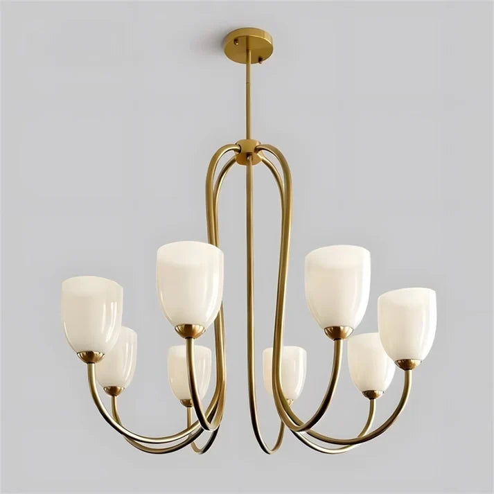 Brass & Rose Glass Chandelier