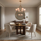 Brass & Rose Glass Chandelier