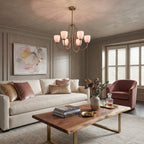 Brass & Rose Glass Chandelier